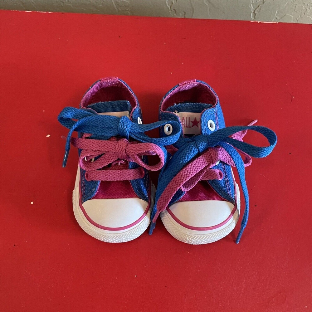 Vintage 2005 Converse All Star Baby Toddler Pink/Blue Shoes‎ Size 3 Low Tops